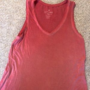 Red distressed American eagle tank top